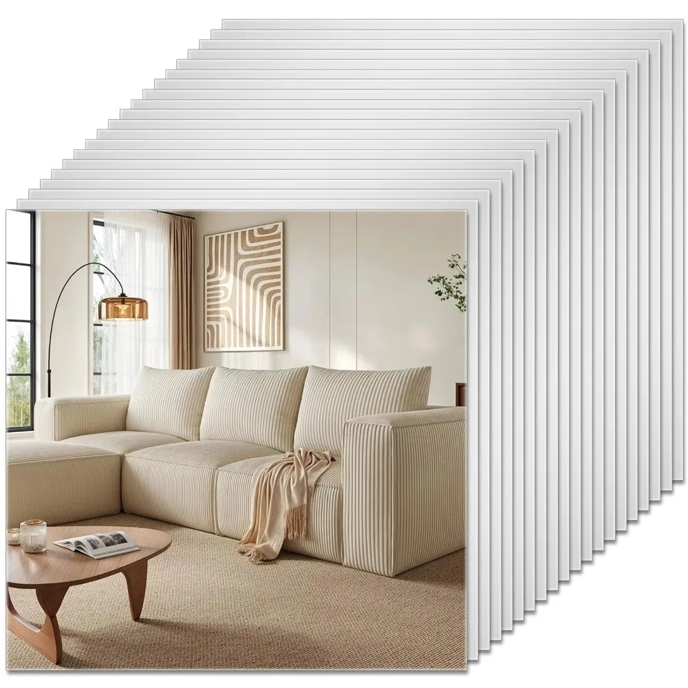 New Self-Adhesive Mirror Wall Stickers 20/30/40cm Flexible Acrylic Mirror Sheet Living Room Decor DIY Makeup Mirror Home Office