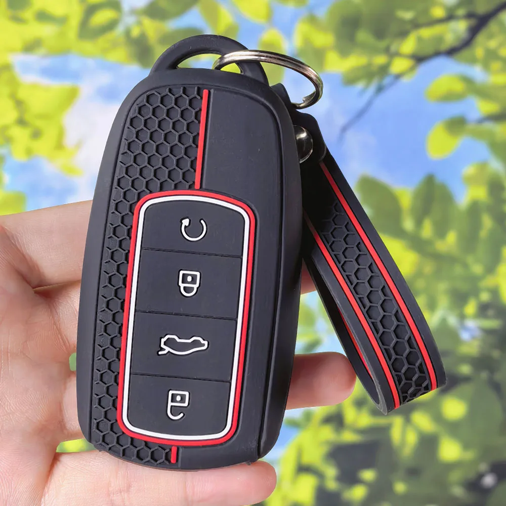Premium Silicone Remote Key Fob Case with Keychain for Chery Tiggo 7 8 Pro Max Plus Omoda C5 Arrizo 5 Plus Car Key Protector