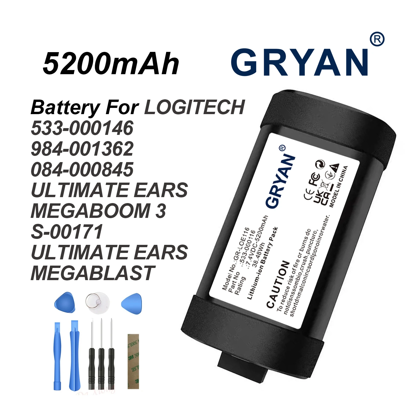 Altavoz de 5200 mAh 533-000146 para Logitech 984-001362 084-000845 Ultimate Ears Megaboom 3 S-00171 Ultimate Ears MegaBlast