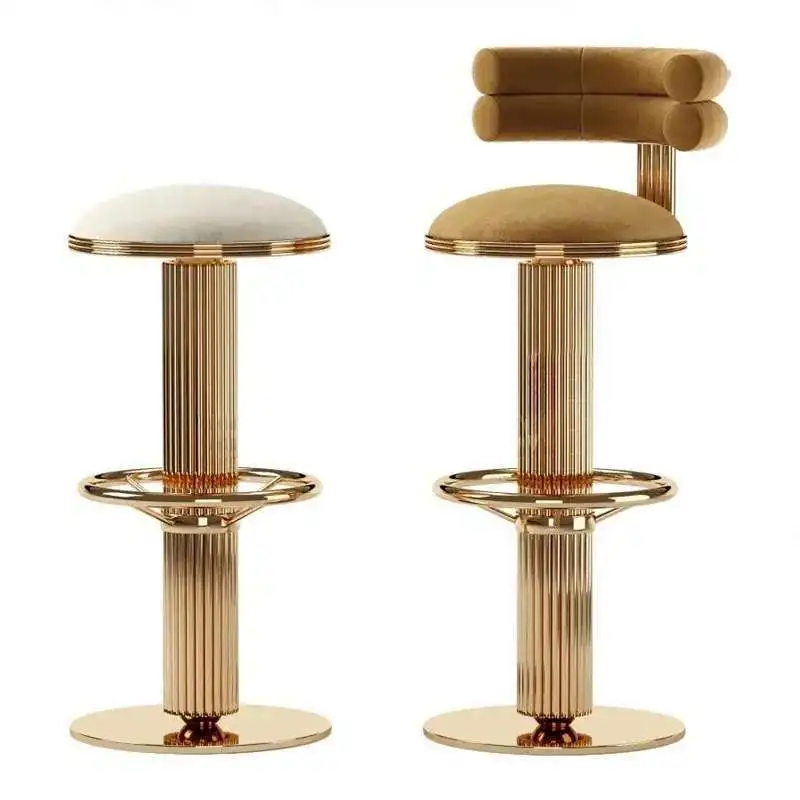 

Nordic Light Luxury Bar Chairs Metal Stainless Steel High Stools for Kitchen Simple Modern Cafe Bar Swivel Chair Bar Furniture