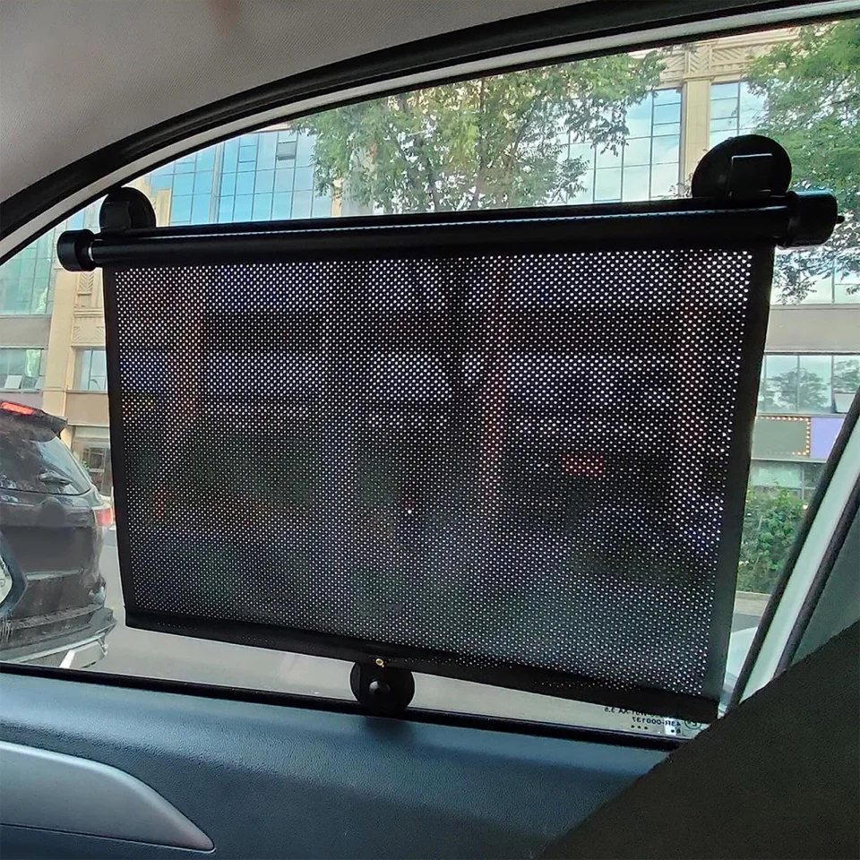 Summer Car Side Window Sun Shade Retractable Car Glass Roller Shades Blocks Harmful Sun Glare for Baby Kids Pets