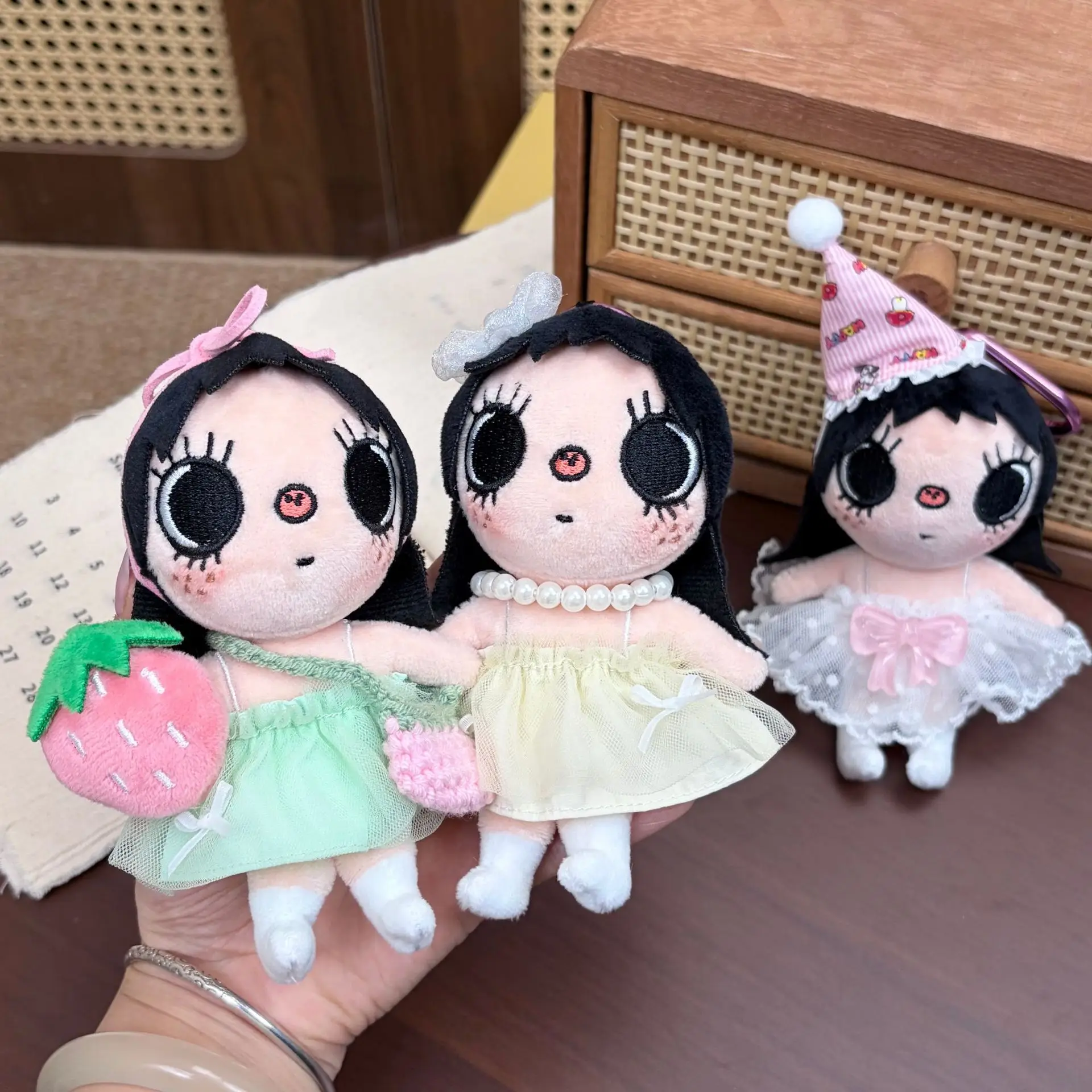 15cm yuy girl's doll outfit cartoon figurine plush toy pendant doll outfit with bag hanging keychain pendant gift