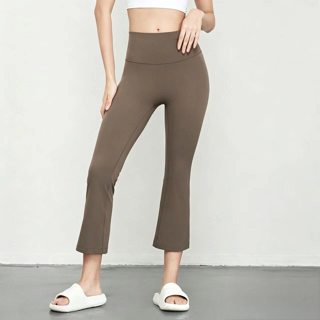 Damen Acht-Punkt-Yoga-Leggings mit hoher Taille, schlankmachend, schnelltrocknend, hochelastisch, für Pilates und Fitness-Training, Schlaghose für den Sommer – Detail 2
