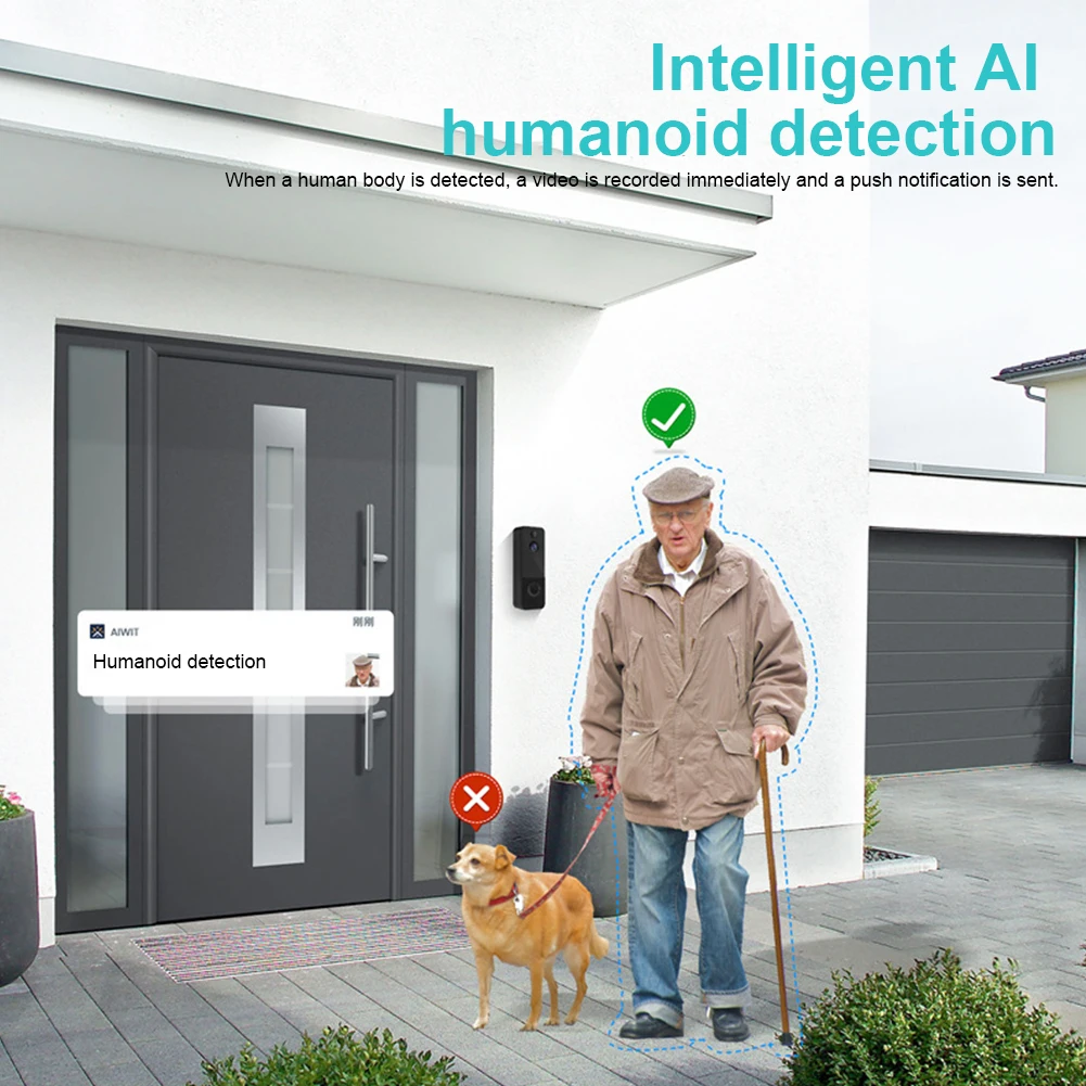 Video Doorbell Camera 2-Way Audio Wireless Video Doorbell PIR Motion Detection for Home Office