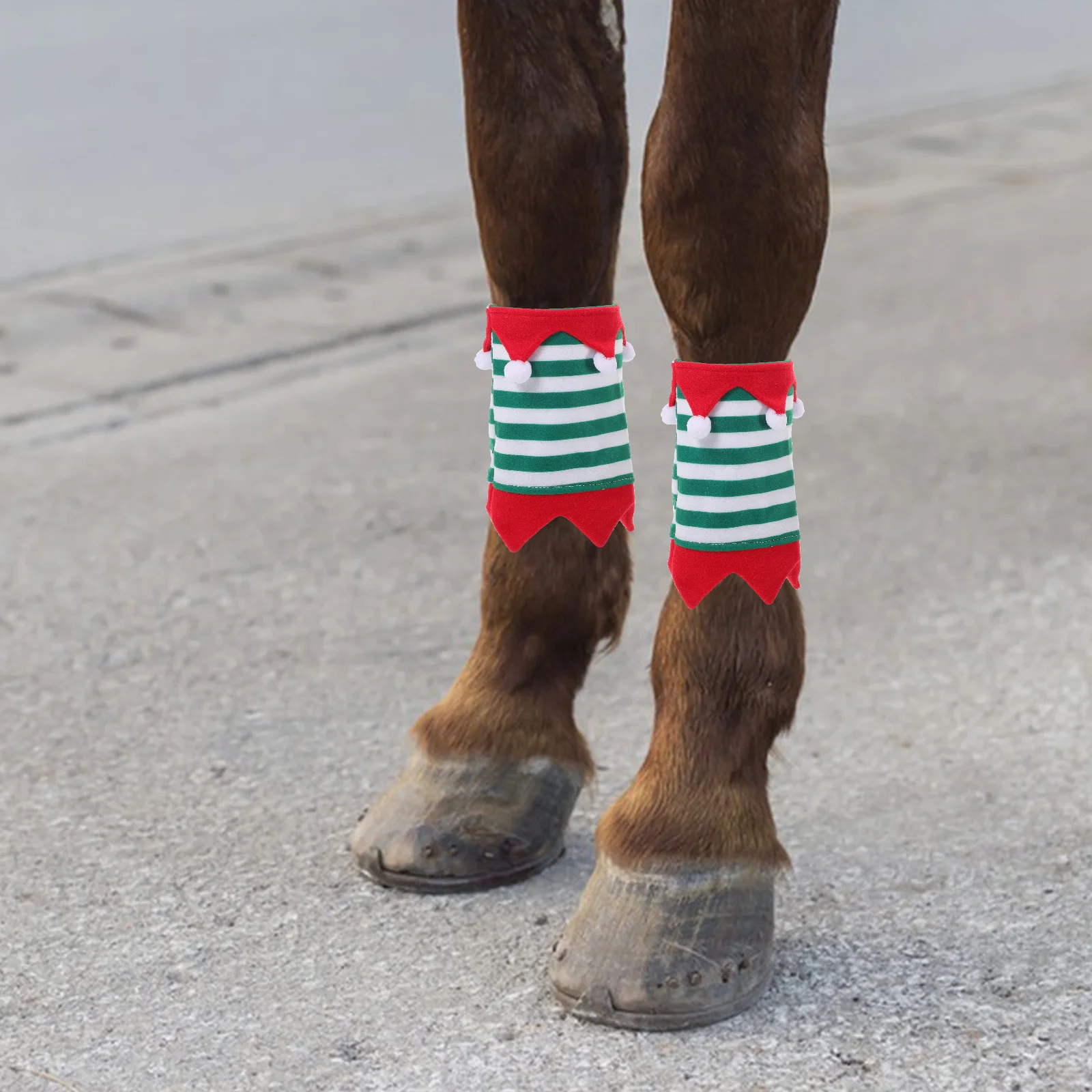 Envolturas transpirables para patas de caballo, cubiertas para patas delanteras a rayas, ajuste cómodo, decoración de seguridad para fiesta de Navidad, vendaje equino, 2 uds.