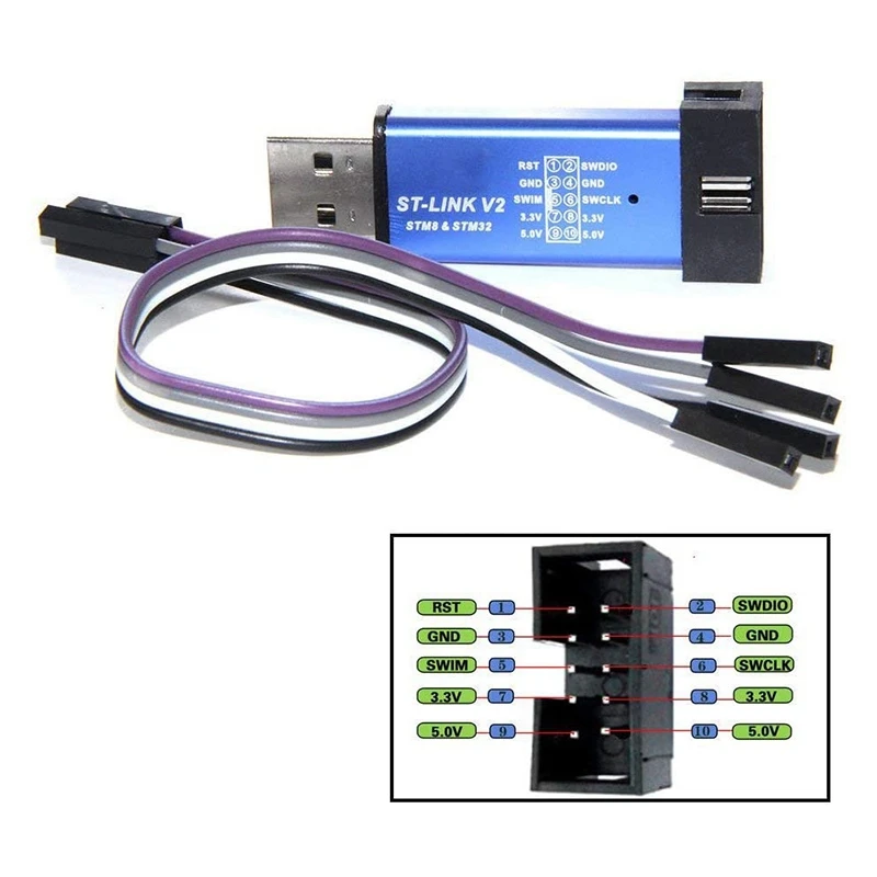 ST Link V2 Mini STM8 Кабель DuPont для программирования STM32 (случайный цвет)_BSH