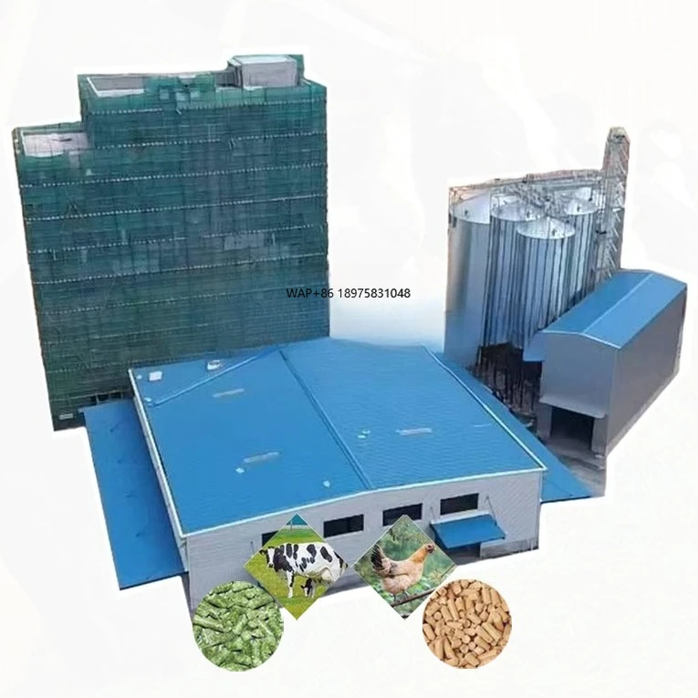 Silo Steel Structure High Efficiency Poultry Livestock Poultry Feed Pellet Production Line Chicken and Cattle Farm