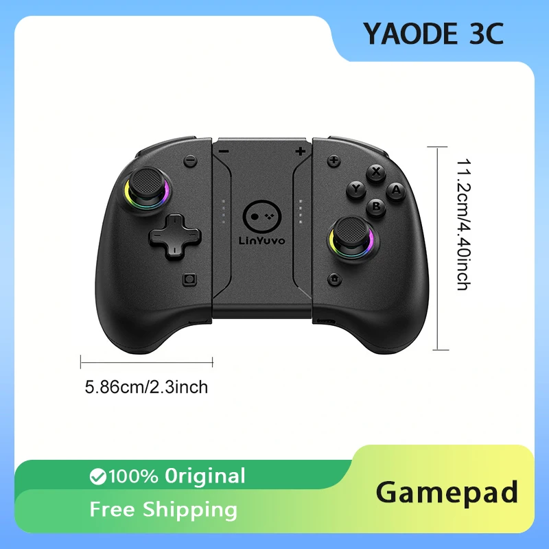 

Беспроводной игровой джойстик Linyuvo Switch Joy Con, RGB, Bluetooth, подходит для переключения, прозрачный металлический джойстик, портативный игровой джойстик