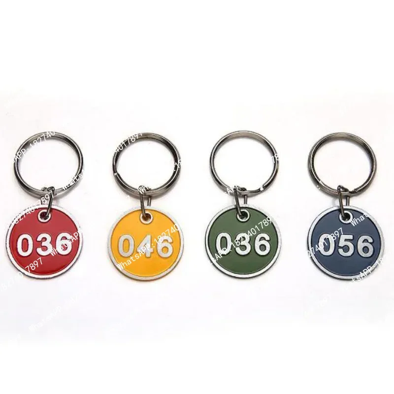 100pcs Metal Numbered Tag With Key Ring Aluminium Sequential Numbers Digital Label Gym Sauna Club ID Card Series Tags