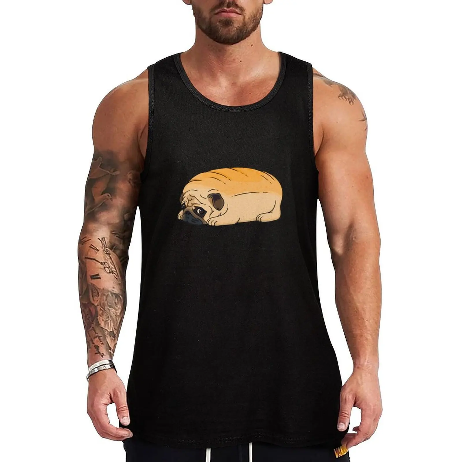 

Pug Bread Tank Top Essential Sleeveless Shirt Solid Basic Tank Top