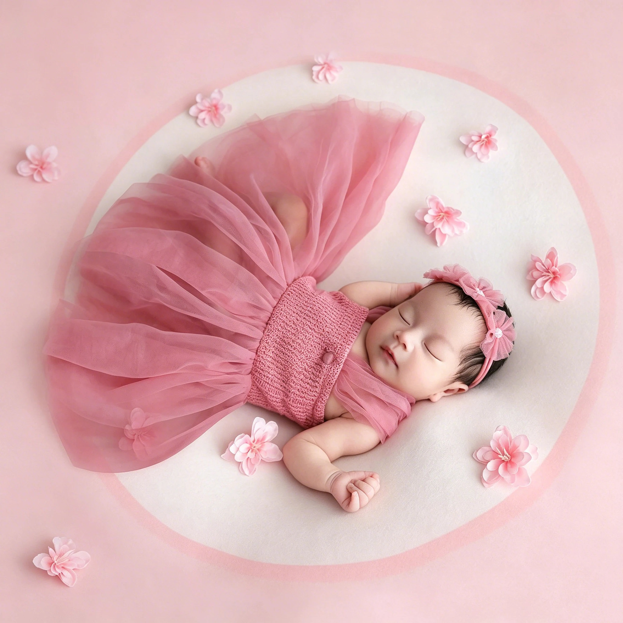 Newborn Photography Dress With Flower Headband Infant Princess Skirt Tulle Mesh Baby Dress Photo Prop Clothes Baby Party DressHD image 3