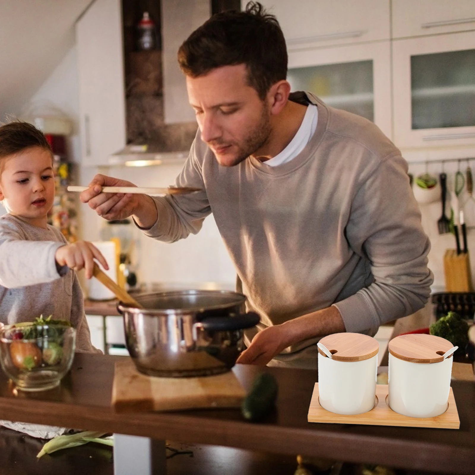 

1Set Ceramic Seasoning Storage Tank High Quality Spice Jar Kitchen Condiment Canister Sealed Container Heat Resistant