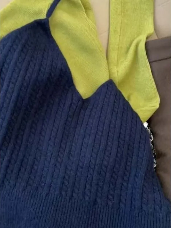 اللون بلو محبوك طويل Sve سترة المرأة الخريف الشتاء سليم صالح قاعدة طبقة قطعتين مجموعة Faionable مكافحة الشيخوخة