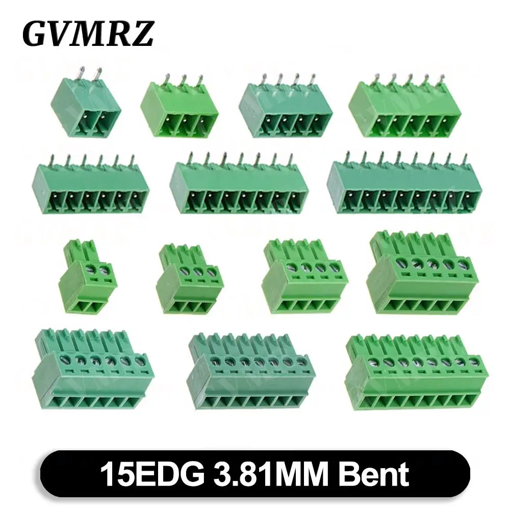 5Set/lot 15EDG 3.81mm PCB Seal Screw Terminal Block 2 ~ 12 Pin KF15EDG 3.81 Male Plug + Female Socket Pin Header Wire Connector