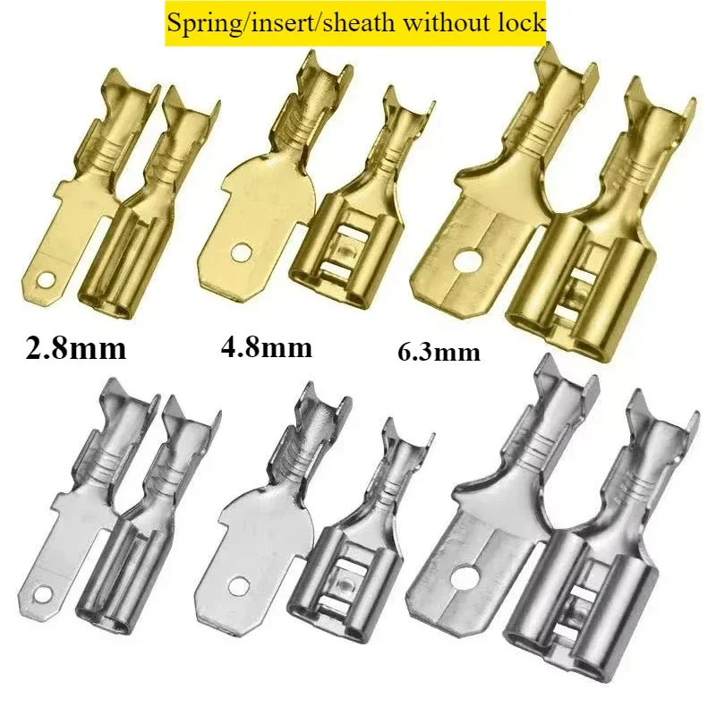 

2.8/4.8/6.3mm Automotive Male Female Spade Connector Brass Auto Splice Wire Terminals DJ611-6.3B DJ621-6.3B Crimping Tips Copper