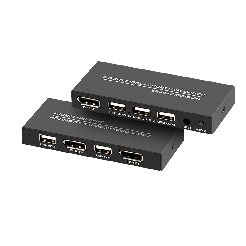 DisplayPort de 2 puertos, conmutador KVM HD 2 en 1, salida DP, 2 piezas, comparte un conjunto de teclado, monitor de ratón, impresora USB, disco U sharer