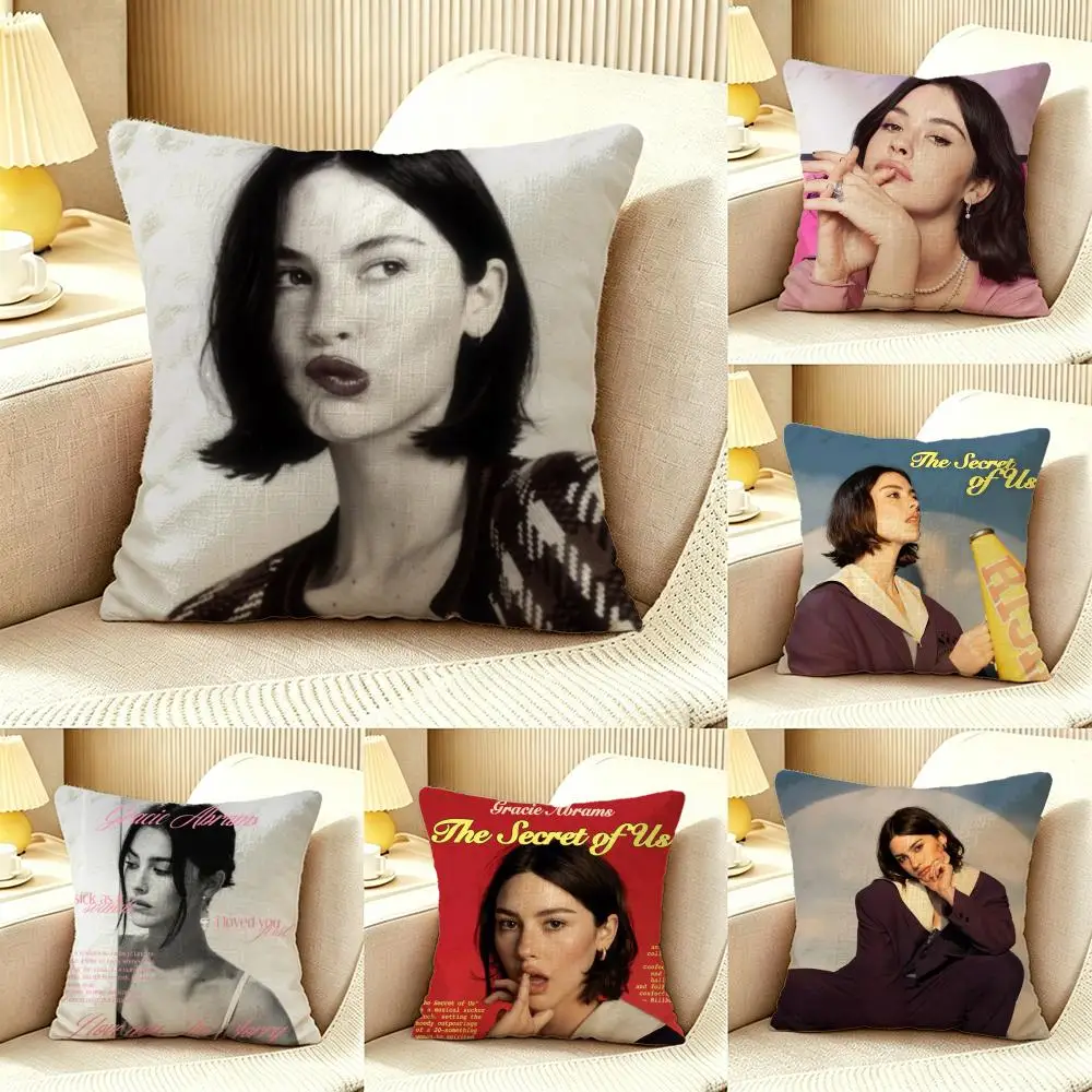 Celebrity Gracie Abrams Cushion Cover Pillow Cover Nordic Minimalist Throw DoubleSided Print Cushion Case for Sofa Bedroom Decor