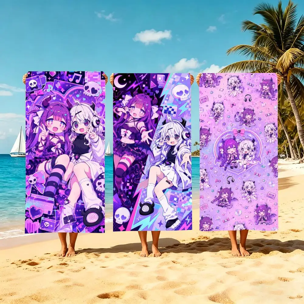 Manga Yunyun Syndrome Towel Microfiber Beach Towel Quick Dry Absorbent Soft for Swimming Yoga Resort Travel Camping