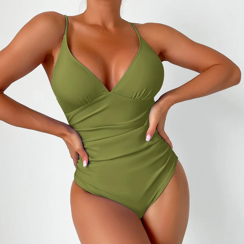 Summer Blue Sexy One Piece Swimsuits Closed Women Swimwear Push Up Swimming Wear Body Bathing Suits Beachwear Pool Bather 2025