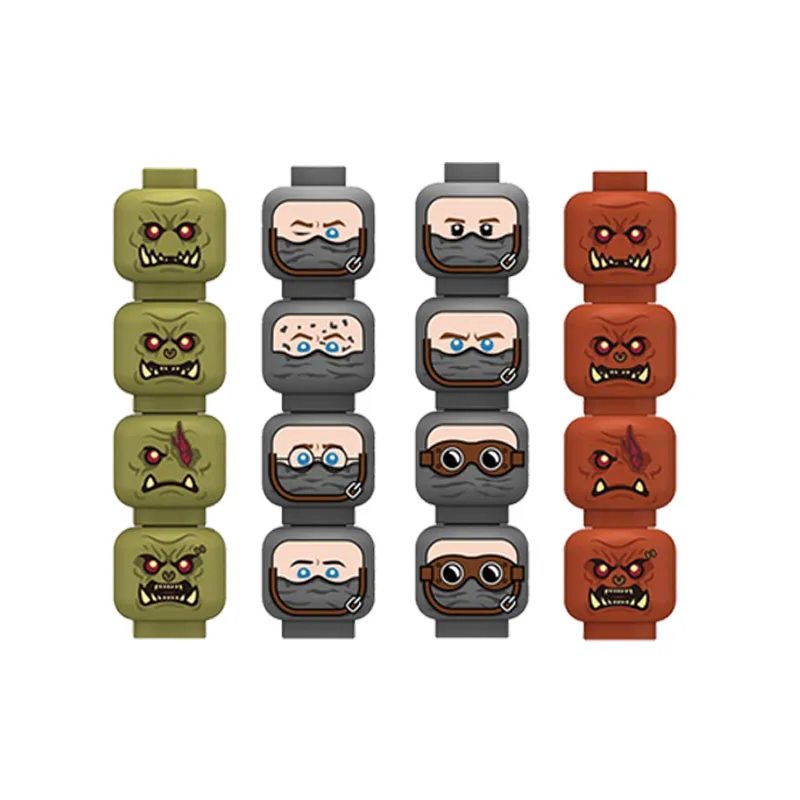 MOC City Halloween Expression Accessories Building Blocks Face Injured Head Terror Scene Ghost Skeleton Bricks Friends Toys Gift