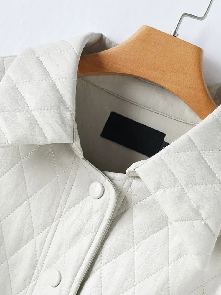 Damen-Lederjacke mit Reverskragen und Schnürung, koreanische Version, modische Herbst- und Winterjacke, neu, einfarbig, warm, einreihig.