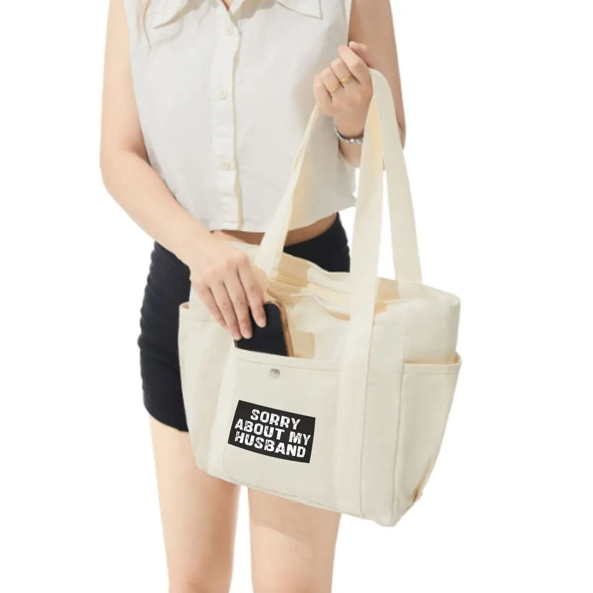 Lo siento sobre mi marido bolso de lona trabajo viajero llevar traje libro bolso de hombro bolso de compras