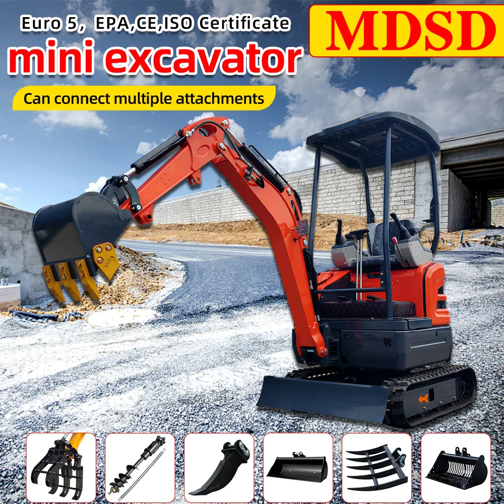 

Mini Excavator 0.8-2 Ton CE/Epa/Euro 5 Crawler Digger Kubota Engine Agricultural Excavator DDP Shipping Micro Digger For Garden