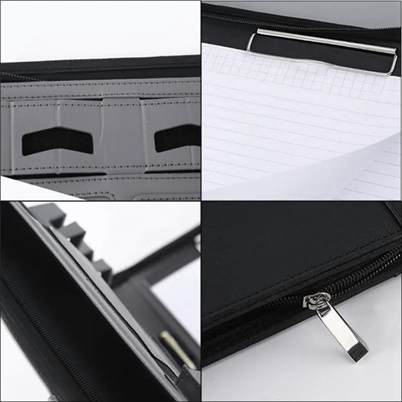 J1UL1N Draagbare zakelijke Padfolio Portfolio Case Contractbestandsmap A4 Conferentiemap PU lederen portfoliomap