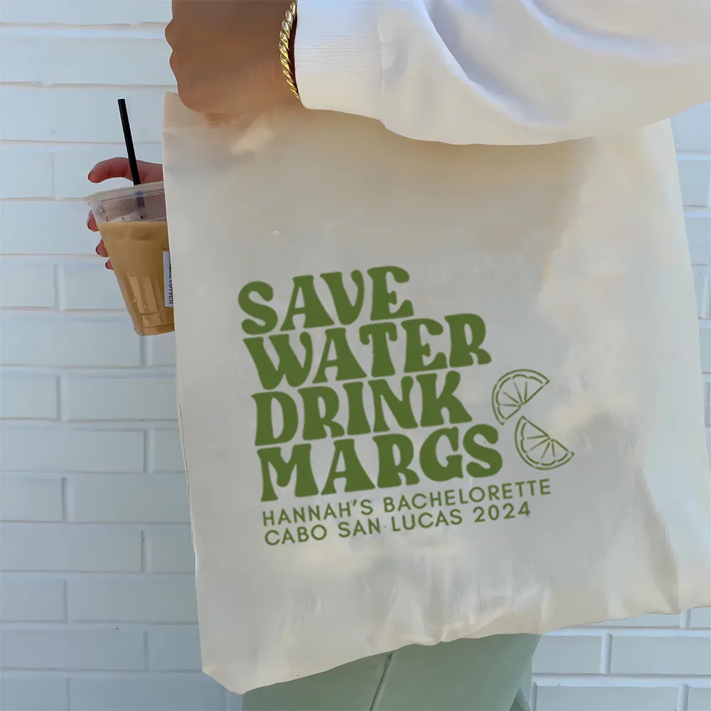 Save Water Drink Margs Margarita Bachelorette Hangover Kit Bag Bachelorette Tote Trendy Bachelorette Margarita Tote Tequila Bach