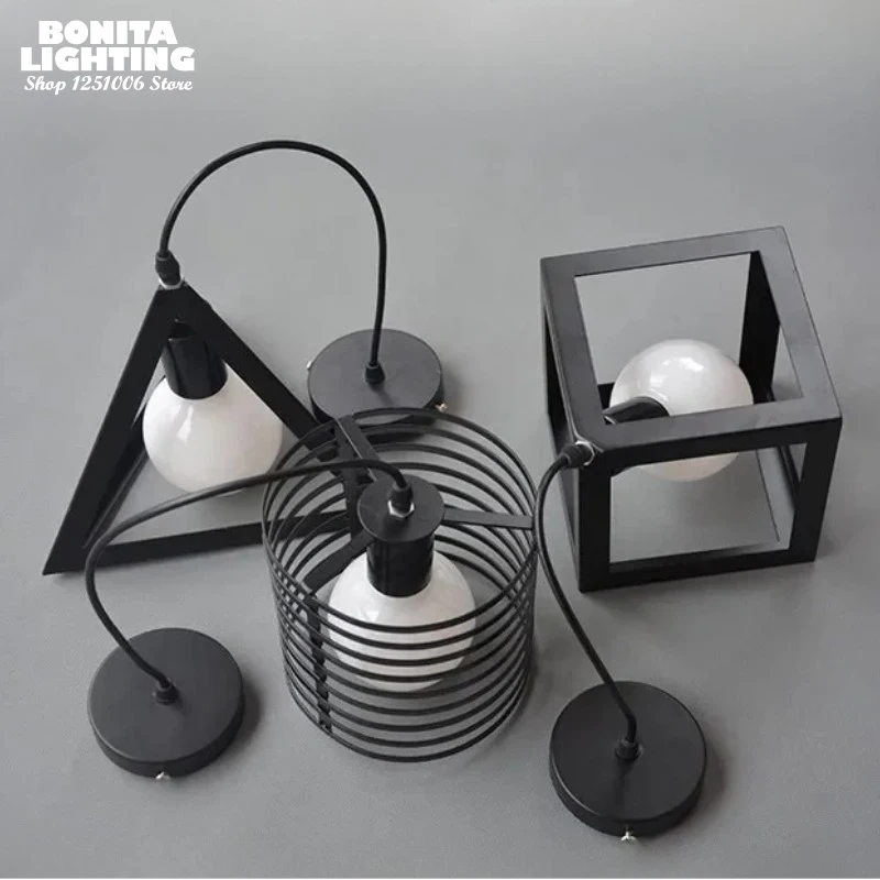 

Nordic Iron Geometric Modeling Small Pendant Light Dining Room Bedside Indoor Lighting Three-dimensional Hanging Chandelier