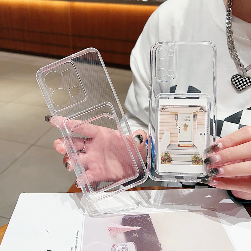 

Transparent Card Bag Wallet Case for Samsung Galaxy A50 A51 A52 A53 A54 A55 A60 A71 A72 A73 A82 A90 A91 Photo Pocket Clear Cover