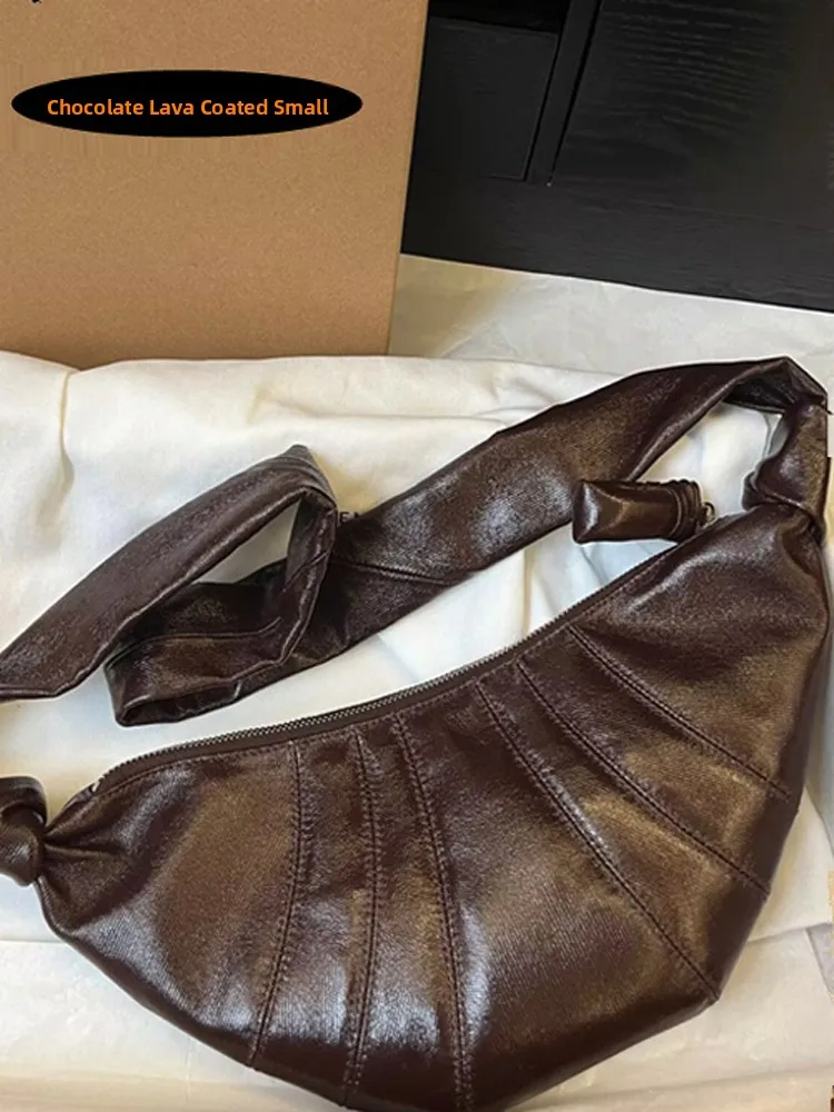 

Premium Boxed Artistic Leather Dumpling aped oulder Bag Women's Faion Soft Wax Leather Korean Sle Casual Crossbody Bag