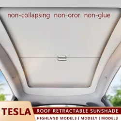 For Tesla Highland Model 3 Model Y Sunshade Roof Shade Panoramic Sunshade Part Heat-insulating Scroll Sunshade Sunscreen Model 3