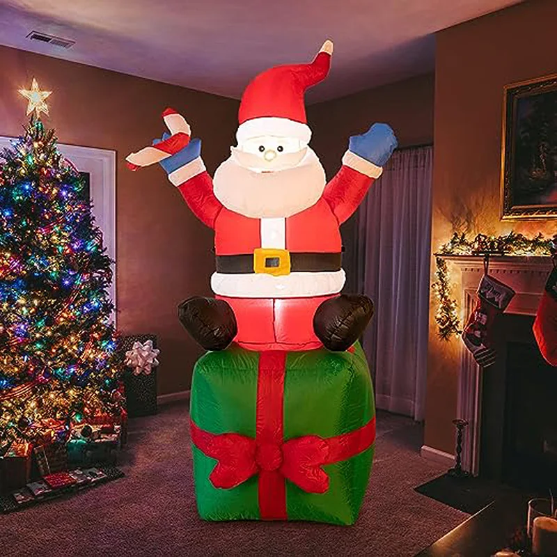 

6FT Inflatable Santa Claus Christmas Decoration Indoor and Outdoor Dress Up Holiday Ambiance Christmas Gift