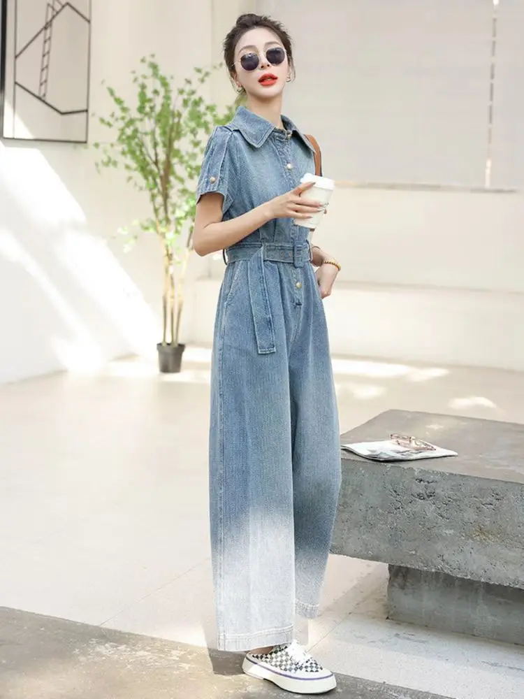 【Reference Size Chart Selection】Women\'s Denim Jumpsuit Women\'s Summer Slim Fit Waist Long Jumpsuits Women\'s Clothing Trend 2024