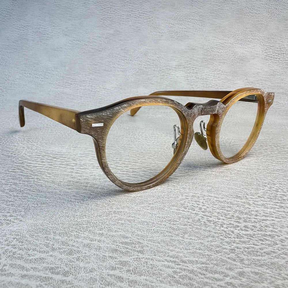 Eyeglass Frames Unique Vintage Rough Myopia Eyeglasses Handmade Light Coffee Horn Reading Prescription Lenses Men Glasses Frames
