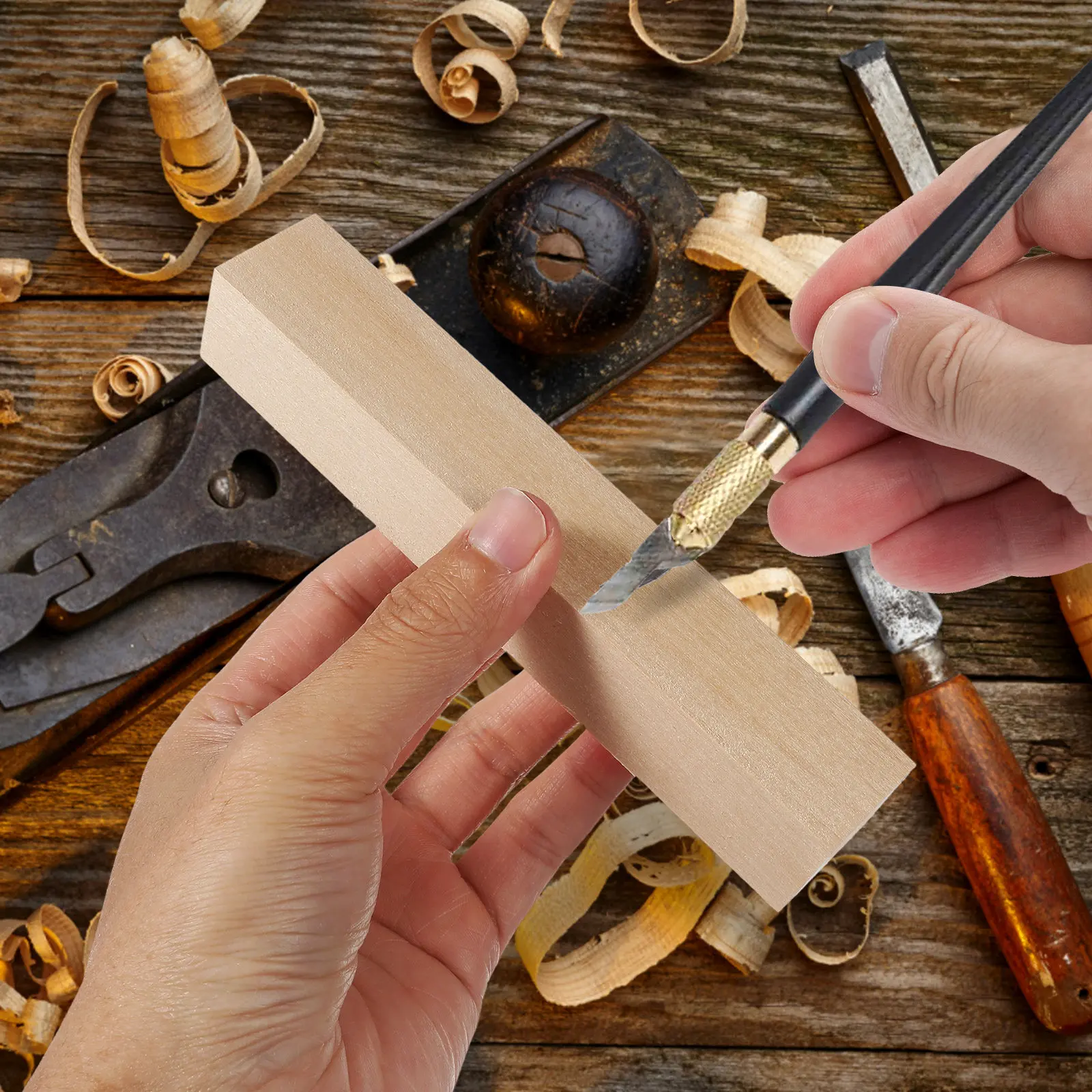 

16 шт. квадратных деревянных шпилек из липы премиум-класса, гладкие, с необработанными краями, для DIY-проектов и деревообрабатывающих поделок