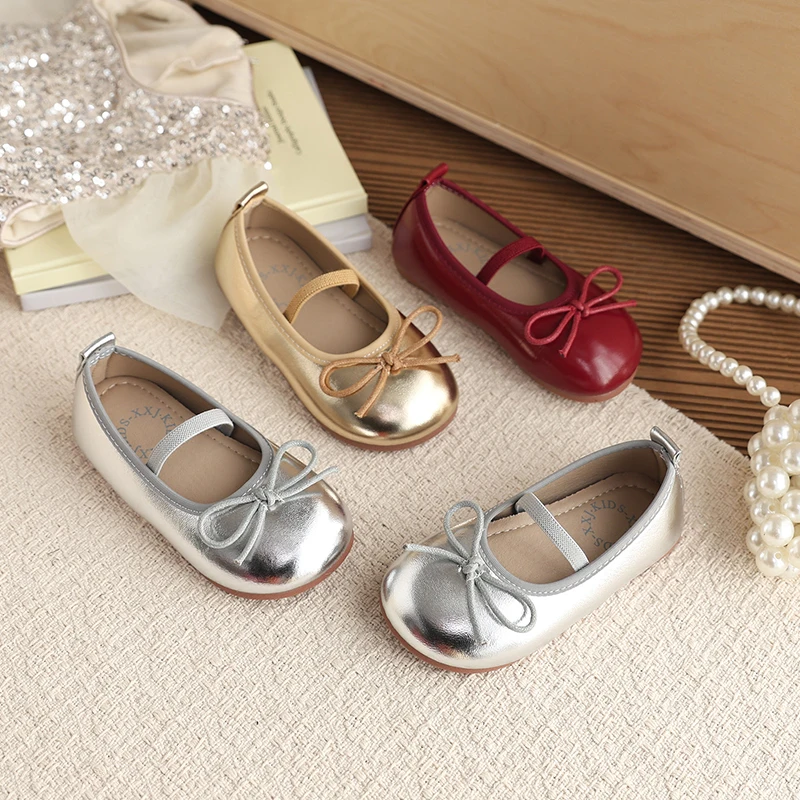 Children Flats Spring Summer Autumn Kids Shoes Girls School Gold Silver Toddler Soft Pu Leather Shoes For Girl mary janes shoes