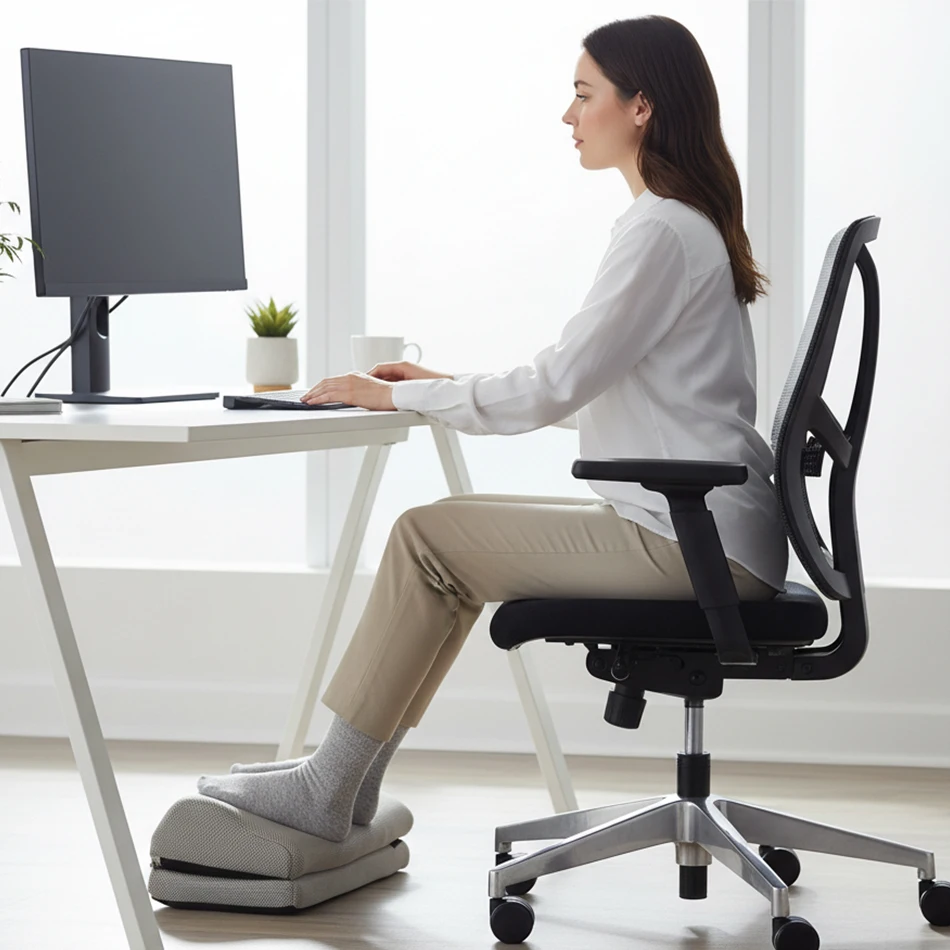 

Foot Pillow Mesh Double Layer Cloud Footstool Relieves Foot Pressure Soft Home Office Footrest Pillow