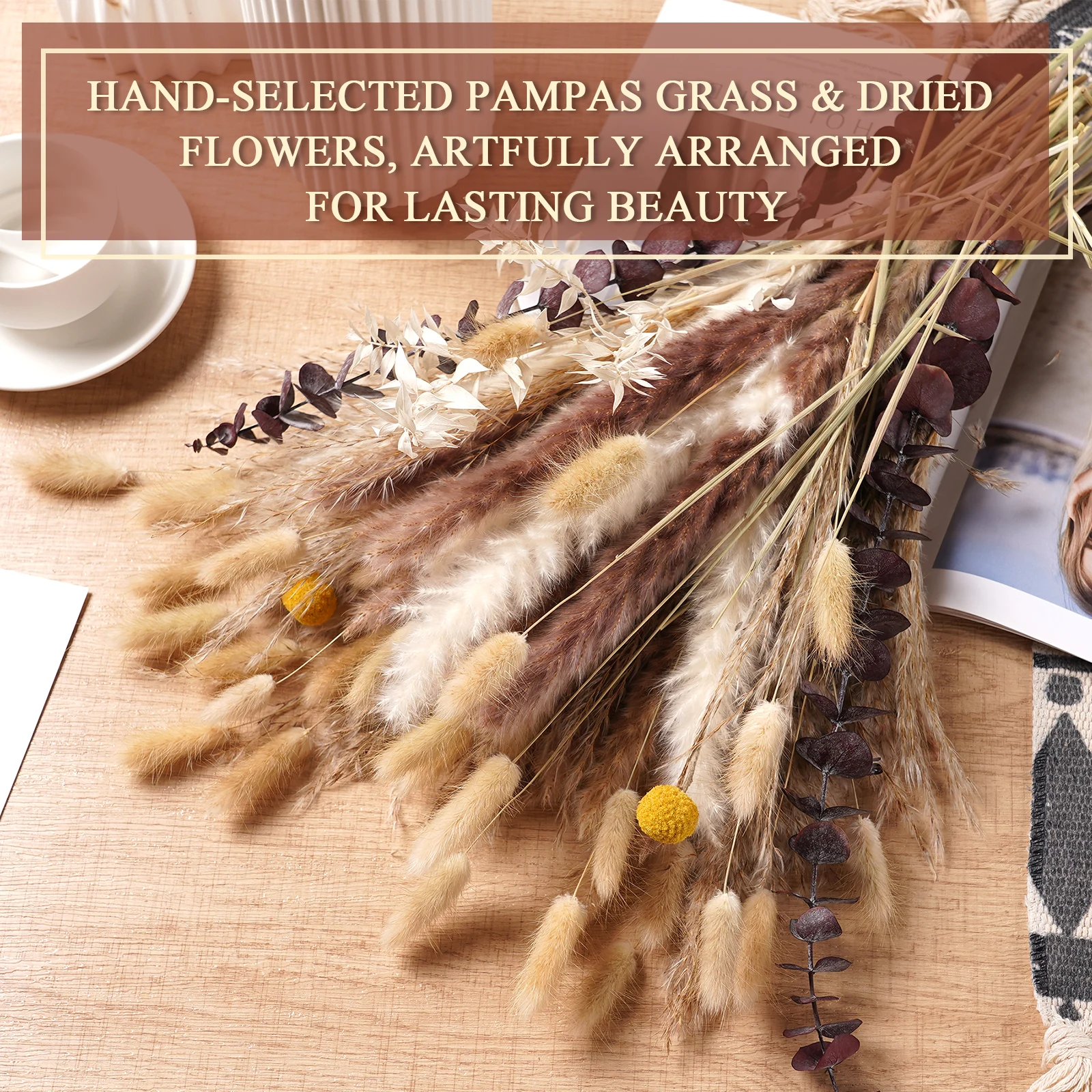 Outono seco fofo pampas coelho caudas boho casa 8 variedades natureza buquê de flores sala estar vaso decoração casamento casais presente