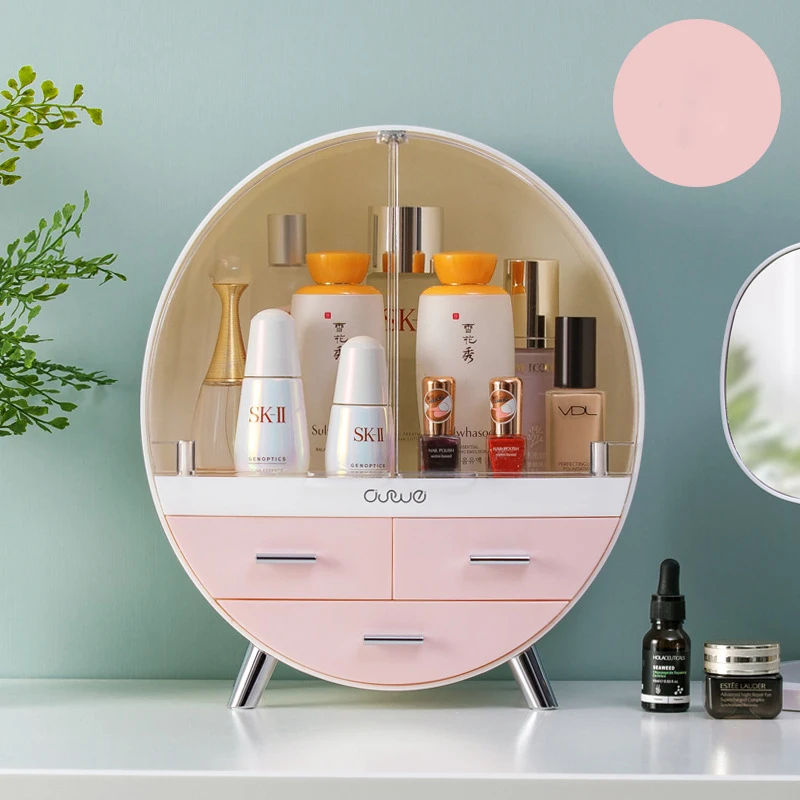 Makeup Organizer Brush Holder Cosmetic Storage Box with Dust Free Cover Portable Waterproof Lid Dust Proof Drawers for Lipstick