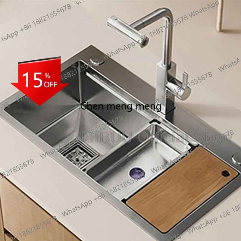 

X173 304 Stainless Steel Kitchen Sink Large Single Bowl Wash Basin Sink Undercounter Topmount Wear-Resistant Faucet Drain Access