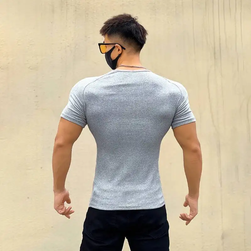 

Мужская летняя спортивная быстросохнущая футболка с короткими рукавами для тренажерного зала S, повседневные топы для тренировок, облегающая мужская одежда для бодибилдинга