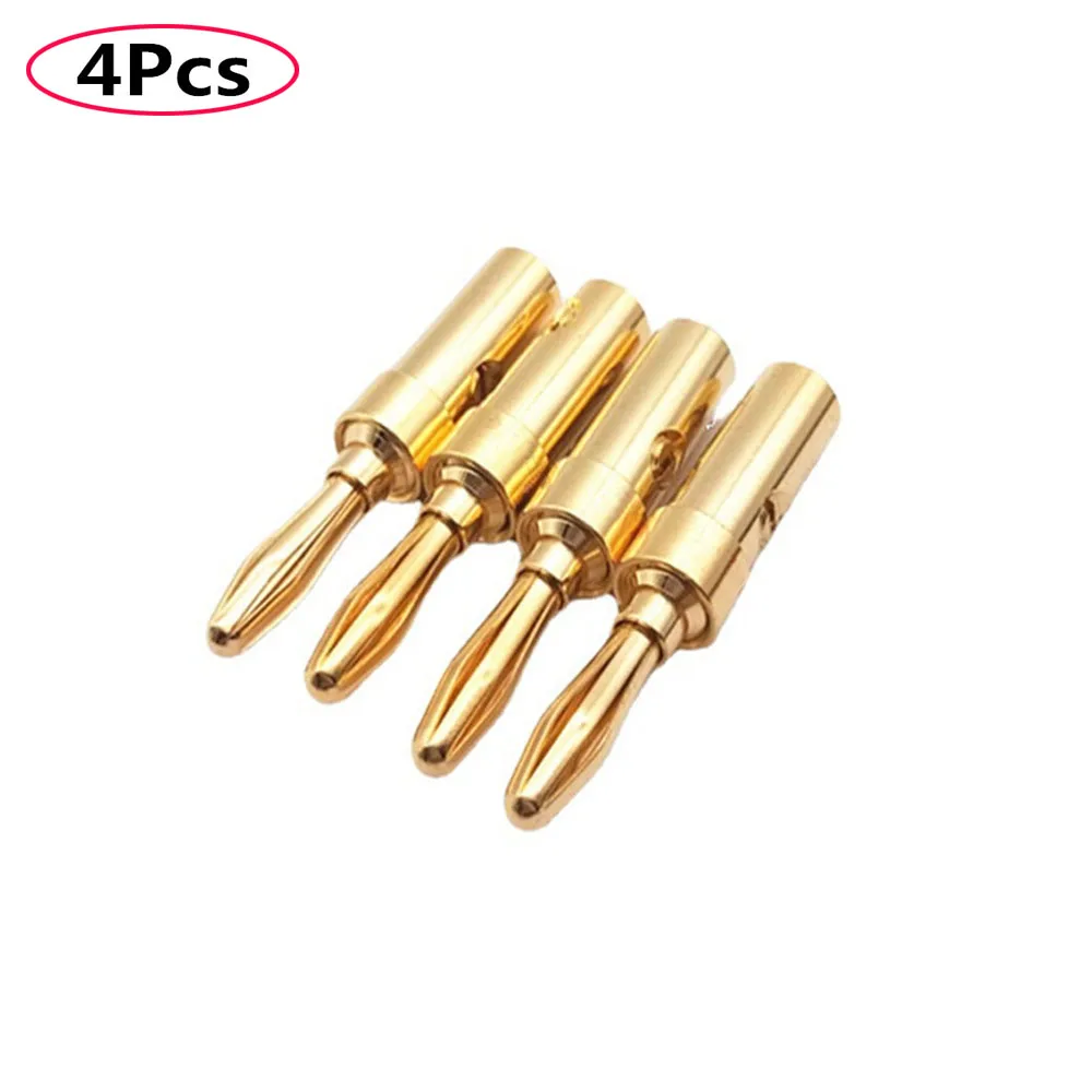

4pcs Pure Copper Wire Binding Post Terminals Cross Banana Plug Connector Solder Free Gold Plated Copper Banana Plug