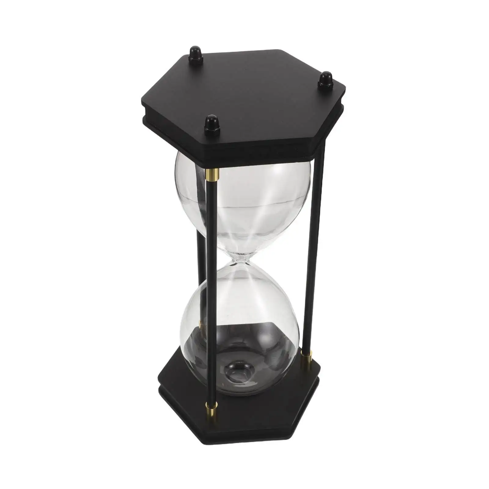 Empty Glass Hourglass Fillable Timer 10 Inch Vintage Wood Hexagon Frame DIY Sand Timer Clock Wedding Ceremony Desk Home Office