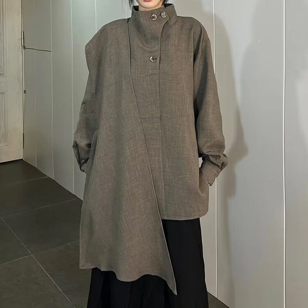 Mens Shirt Stitching Scarf Half Turtleneck Shirt Streetwear Japanese Fashion Campus Performance Long Sleeve Top Men'S Clothing