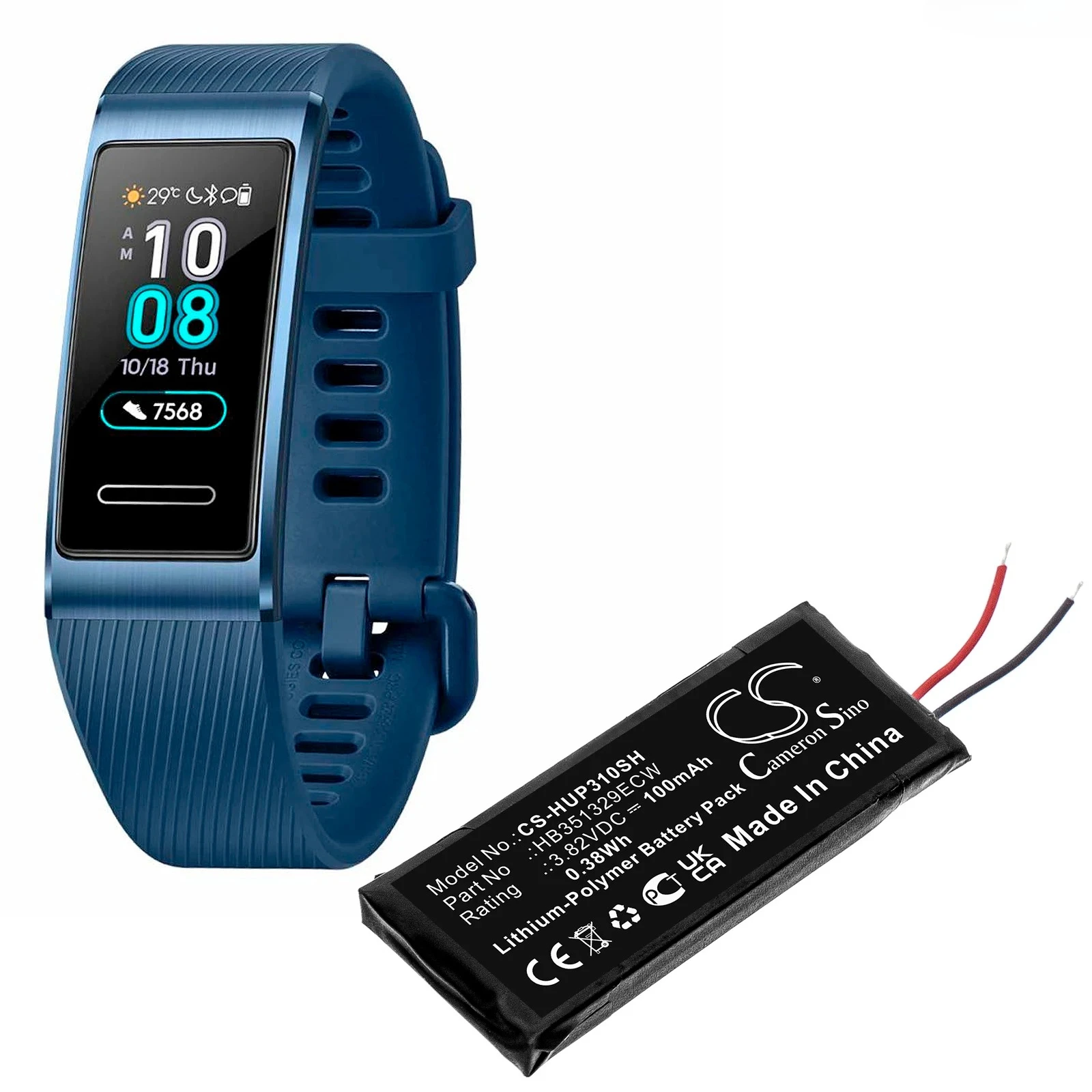 Smartwatch Battery 3.82V 100mAh HB351329ECW for Huawei Band 3 Pro, 740mAh HB672836EEW for Huawei Watch GS Pro, Watch 4x, 4s