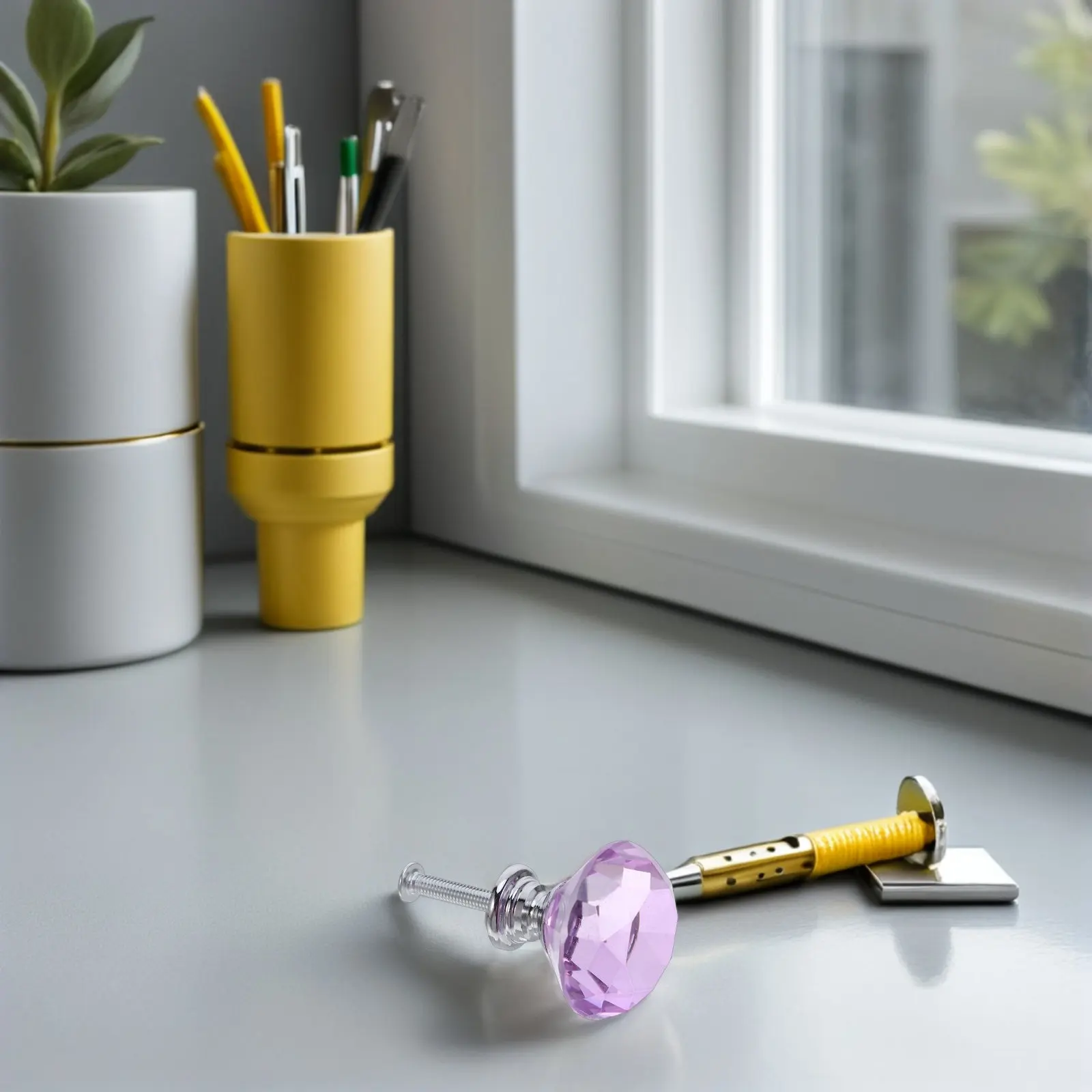 

16Pcs Purple Crystal Glass Cabinet Knobs Shimmering Faceted Drawer Handles for Kitchen Wardrobe Dresser Bathroom Furniture