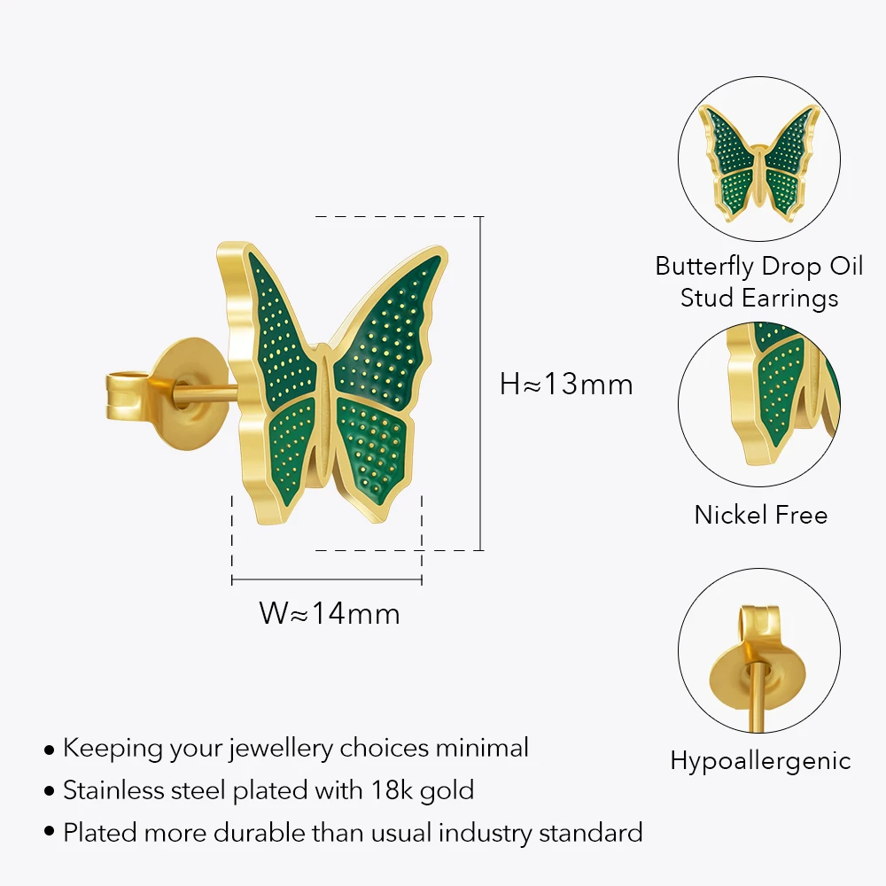 ENFASHION Aretes De Mujer Butterfly Stud Earrings For Women Gold Color Stainless Steel In Earings Fashion Jewelry Birthday 1515
