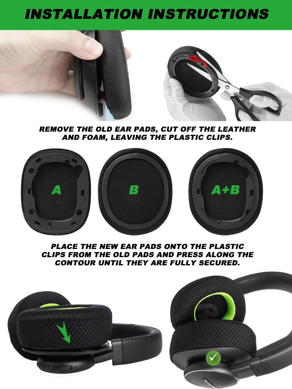 Earpads For Harman Kardon FLY ANC Replacement Earpads Earmuffs Mesh Memory Covers Sponge Protein